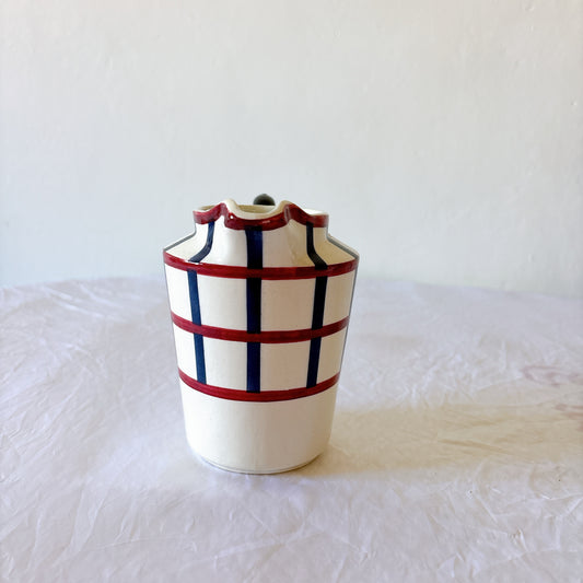 クレイユモントロー HBCM Béarn バスク柄ミルクポット 全体像 フランスアンティーク食器
