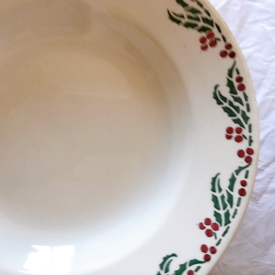 ご予約フランスアンティーク クレイユモントロー HOUX　柊　スーププレート・深皿 フランスアンティーク食器　ブロカント　蚤の市