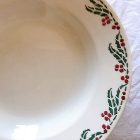 ご予約フランスアンティーク クレイユモントロー HOUX　柊　スーププレート・深皿 フランスアンティーク食器　ブロカント　蚤の市