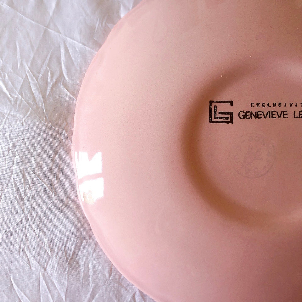 サラン SALINS 花リムカップアンドソーサー　ピンクドット柄　フランスアンティーク食器 フランス蚤の市・ブロカント