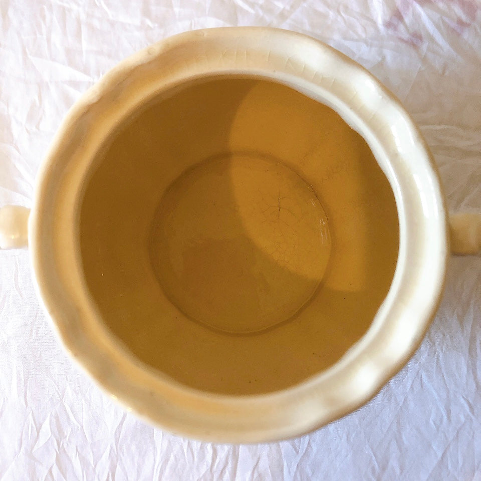 ディゴワンサルグミンヌ Digoin＆sarreguemines 花リム シュガーポット フランスアンティーク食器 フランス蚤の市・ブロカント