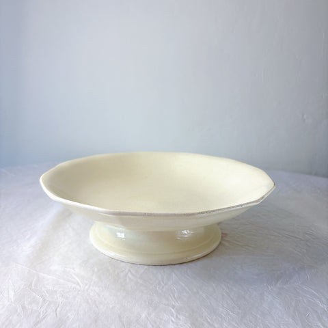 サンタマン １２角形コンポート皿 コンポティエ アイボリー フランスアンティーク食器 ブロカント 蚤の市