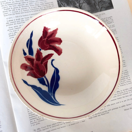 バドンヴィレー キャロットプレート チューリップ柄 E フランスアンティーク食器 フランス蚤の市・ブロカント