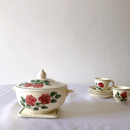 ショワジールロワ HB & Cie Choisy le Roi『ローズ』ディネットスーピエール スープチュリーン ランスアンティーク食器 ブロカントアンティーク 蚤の市