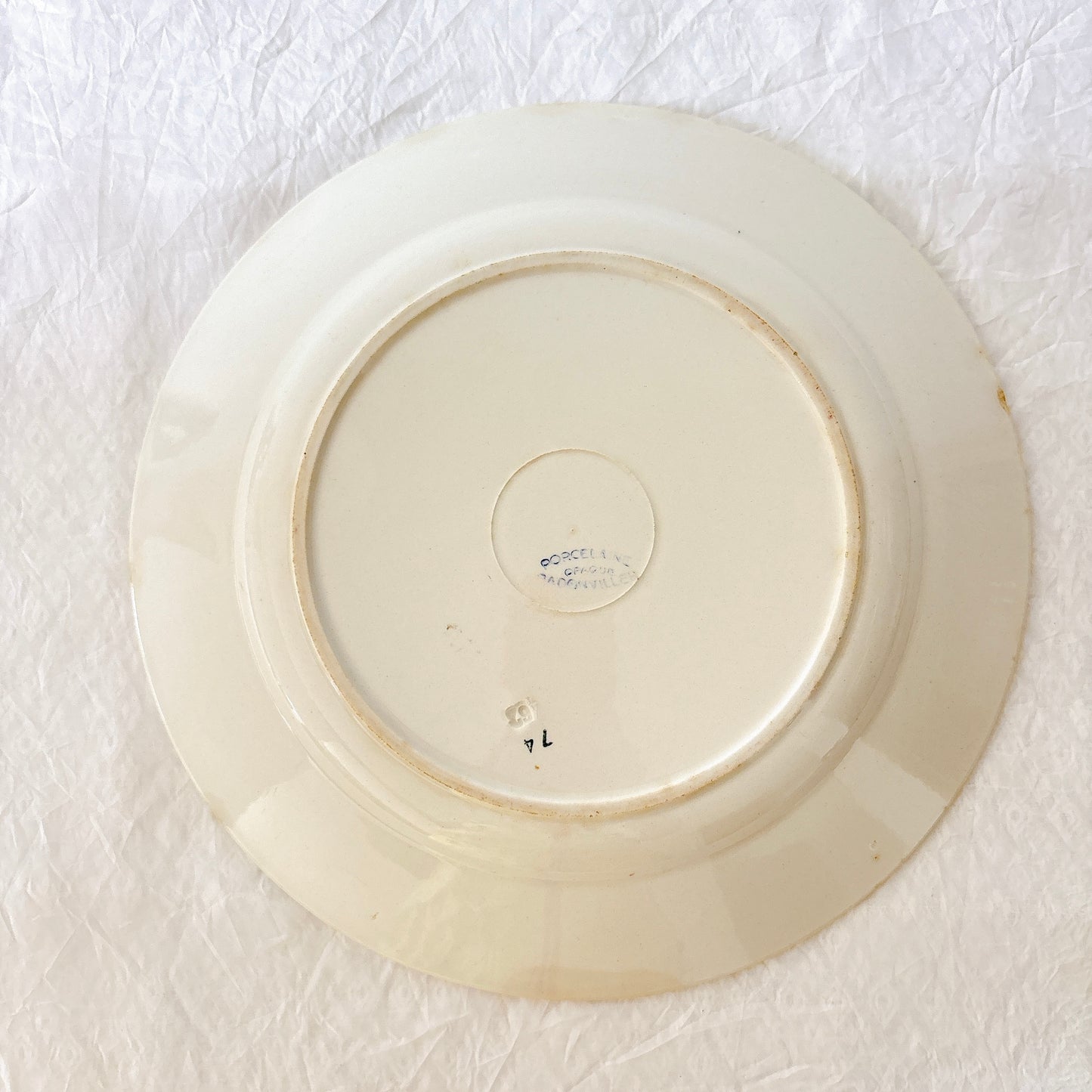 バドンヴィレー 赤い花柄 アンティーク大皿 28cm ラウンドプレート 1930年代 フランスアンティーク食器 Badonviller