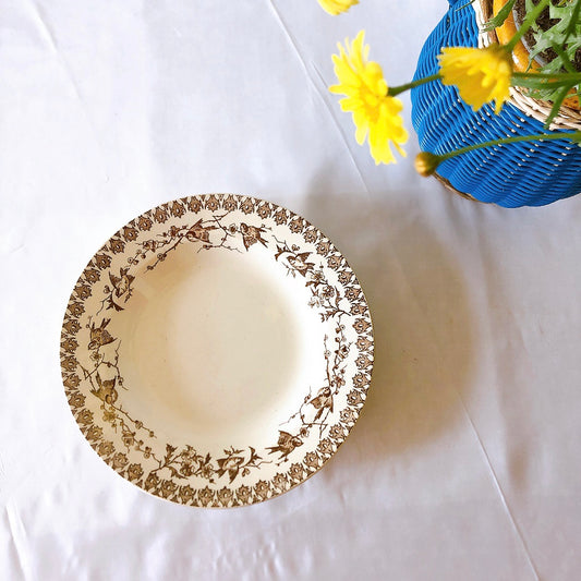 ショワジールロワ リオネーズモデル スーププレート A 鳥柄 フランスアンティーク食器 ブロカントアンティーク 蚤の市