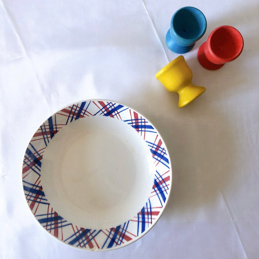 サンタマン バスク柄キャロットプレート ルージュ・マリン F フランスアンティーク食器 蚤の市 ブロカントアンティーク