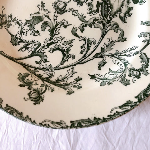 ヴィエイヤーボルドー ディナープレート／平皿 DATURA　ボタニカル模様 フランスアンティーク食器 ブロカントアンティーク　蚤の市