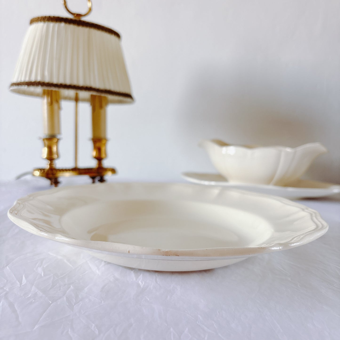 フランス ディゴワン＆サルグミンヌ 花リム スーププレート 深皿 フランスアンティーク食器 ブロカント　蚤の市