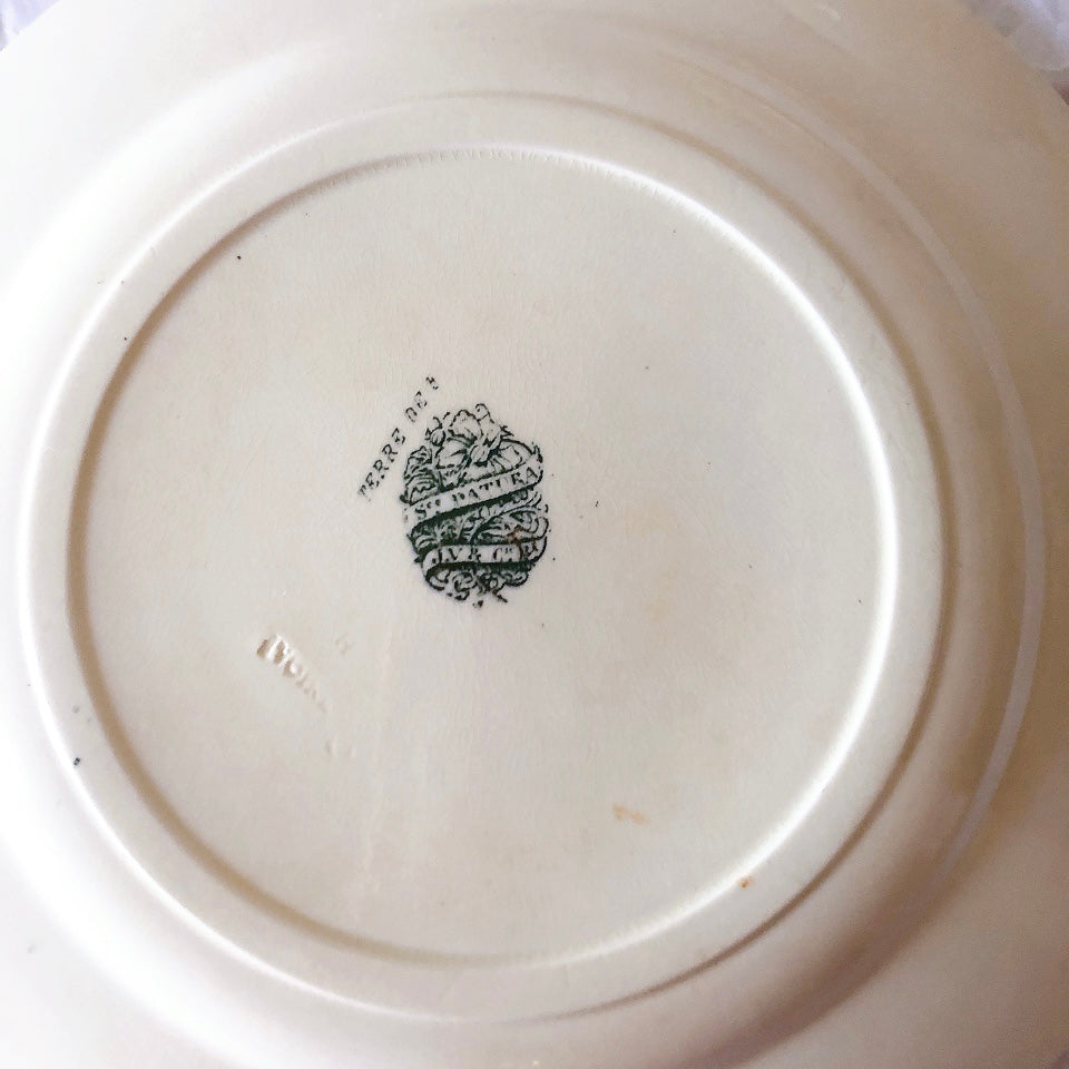 ヴィエイヤーボルドー ディナープレート／平皿 DATURA　ボタニカル模様 フランスアンティーク食器 ブロカントアンティーク　蚤の市