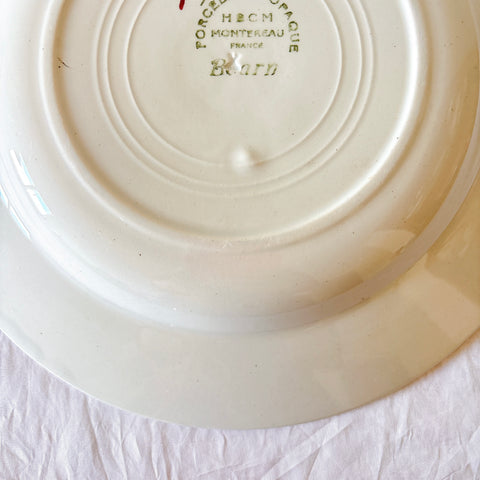 HBCM Béarn バスク柄 スーププレート レッドxダークブルー｜フランスアンティーク食器
