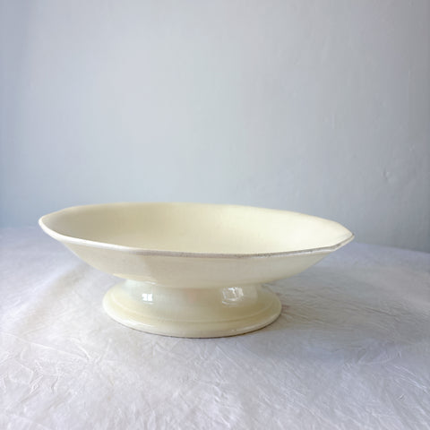 サンタマン １２角形コンポート皿 コンポティエ アイボリー フランスアンティーク食器 ブロカント 蚤の市