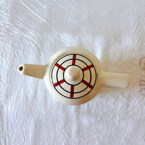 フランスアンティーク サンタマン　バスク柄 カフェオレポット / コーヒーポット
 「ルージュxマリン」フランスアンティーク食器　ブロカント　蚤の市