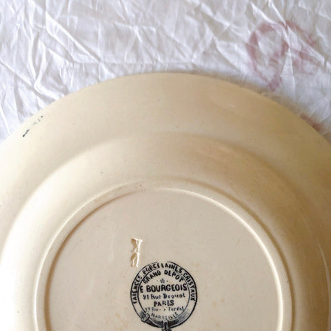 フランスアンティーク  GRAND DEPOT E.Bourgeois グランデポ エミールブルジョワ　蝶鳥柄　ディナープレート 平皿 フランスアンティーク食器 ブロカント 蚤の市
