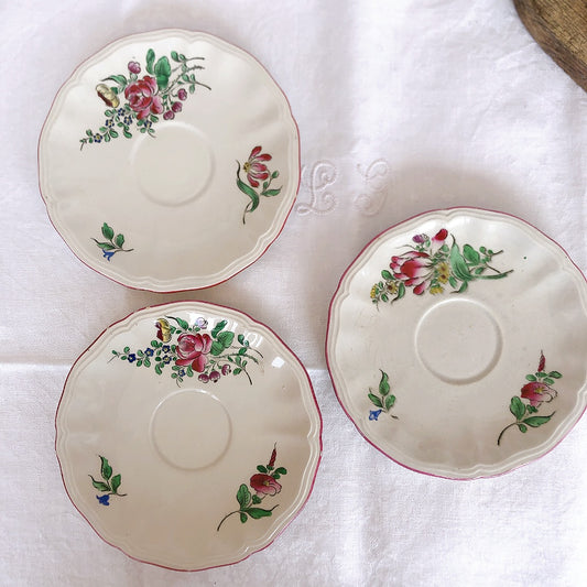 リュネヴィル " Réverbère"シリーズ ソーサー 小皿 デザート皿 3点セット C フランスアンティーク食器 蚤の市 ブロカント