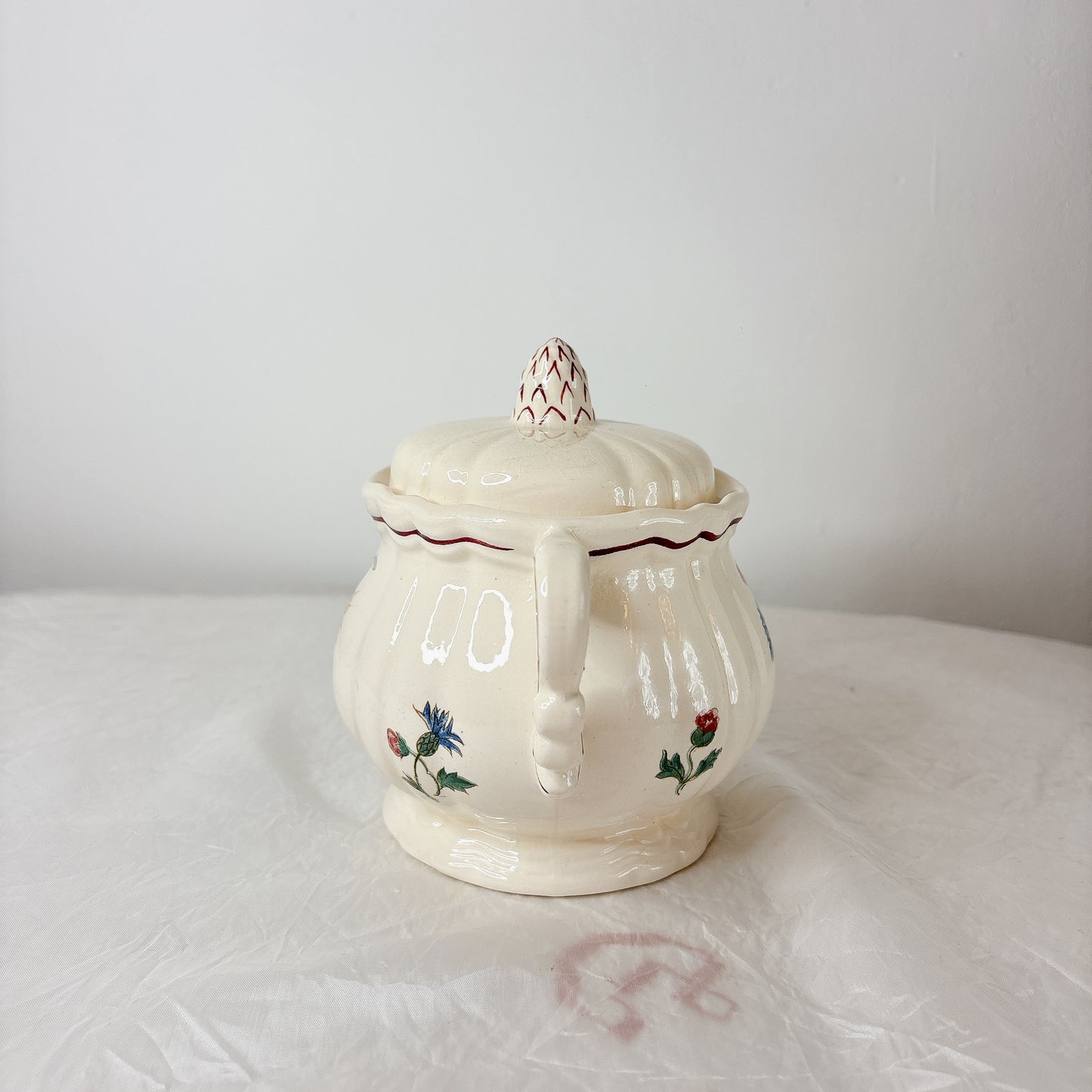 ディゴワンサルグミンヌ Digoin＆sarreguemines アグレスト シュガーポット　シュクリエ　フランスアンティーク食器 フランス蚤の市・ブロカント