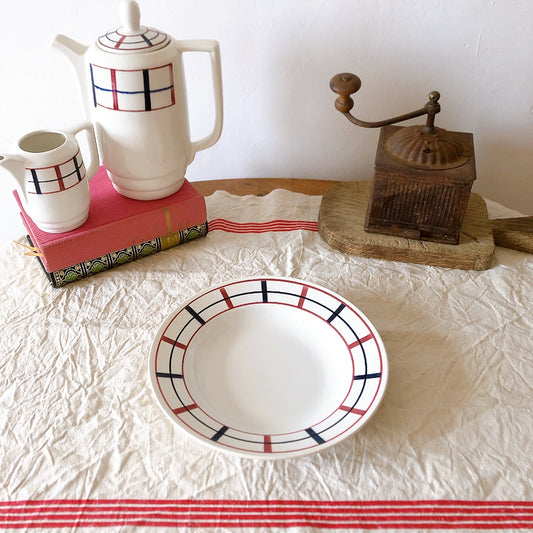 サンタマン St Amand バスク柄 スーププレート/深皿 a フランスアンティーク食器 バスク柄プレート 蚤の市 ブロカント