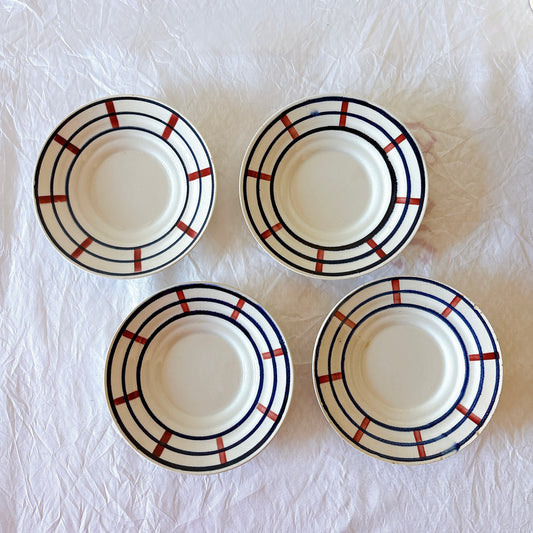 サンタマン バスク柄ソーサー 4枚セット フランスアンティーク