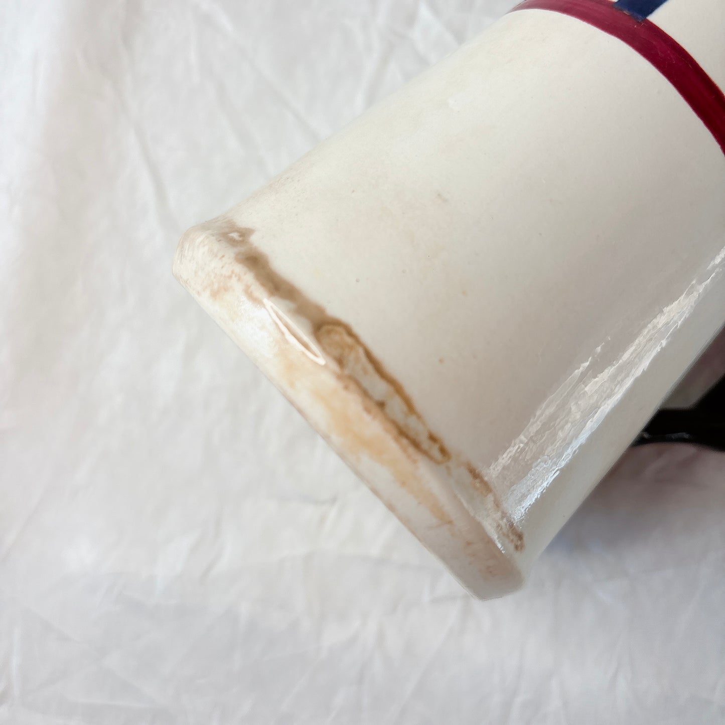 クレイユエモントロー HBCM Béarn バスク柄 ピシェ ミルクポット 400ML「ルージュ・マリン」B フランスアンティーク食器 ブロカント