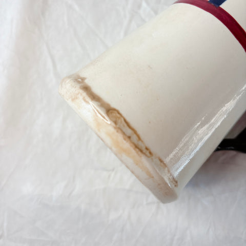 クレイユエモントロー HBCM Béarn バスク柄 ピシェ ミルクポット 400ML「ルージュ・マリン」B フランスアンティーク食器 ブロカント