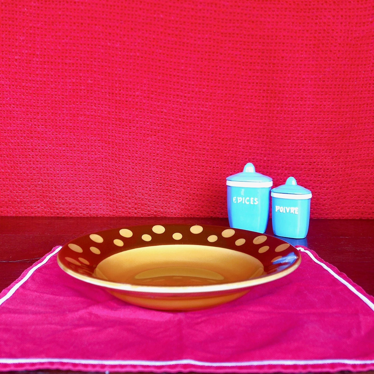フランス アンティークスーププレート 深皿 D ディゴワン&サルグミンヌ マロンドット柄 人気シリーズ アンティーク食器 ヴィンテージ食器　ブロカント　蚤の市