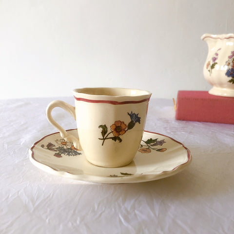 ディゴワンサルグミンヌ Digoin＆sarreguemines アグレスト コーヒーカップ＆ソーサー２客セット フランスアンティーク食器 フランス蚤の市・ブロカント