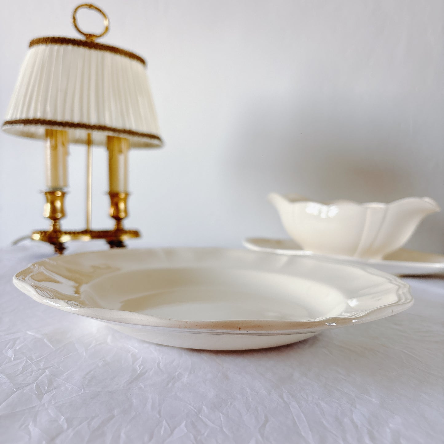 フランス ディゴワン＆サルグミンヌ 花リム スーププレート 深皿 フランスアンティーク食器 ブロカント　蚤の市