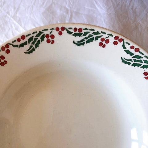 ご予約フランスアンティーク クレイユモントロー HOUX　柊　スーププレート・深皿 フランスアンティーク食器　ブロカント　蚤の市