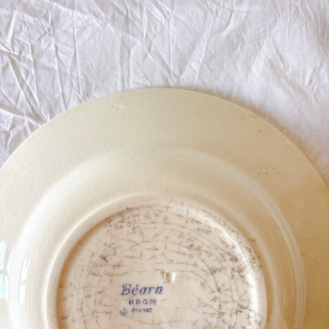 HBCM Béarn バスク柄 スーププレート レッドxダークブルー｜フランスアンティーク食器