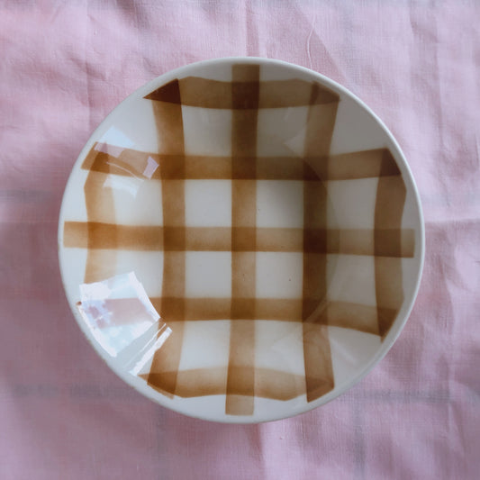 ムーランデルー Moulin des Loups チェック柄 キャロットプレート B フランスアンティーク食器 ブロカント 蚤の市