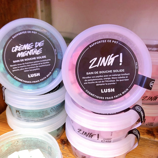LUSH ラッシュ マウスウォッシュタブレット 8個セット クレームドマント45g ジングZING! マウスウォッシュ オーラルケア 口臭ケア