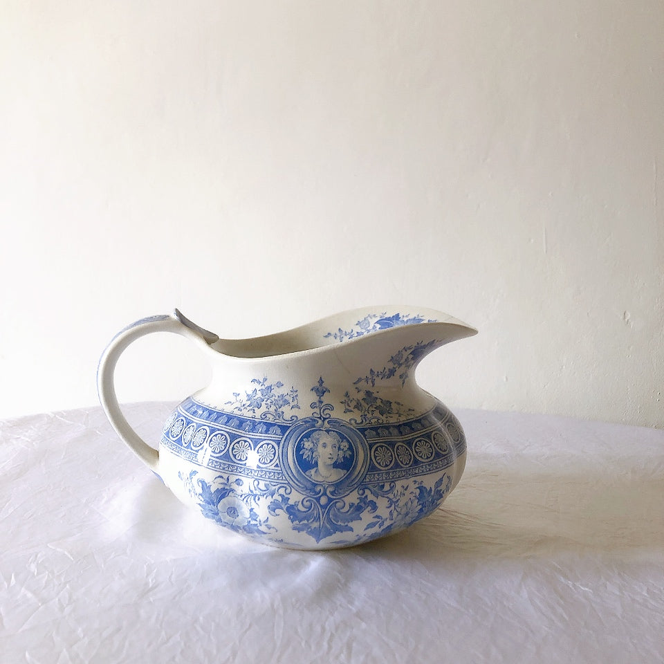 フランスアンティーク UCサルグミンヌ　パリジア　parisia ブルー ピッチャー ピシェ 水差し アンティーク食器 ブロカント 蚤の市