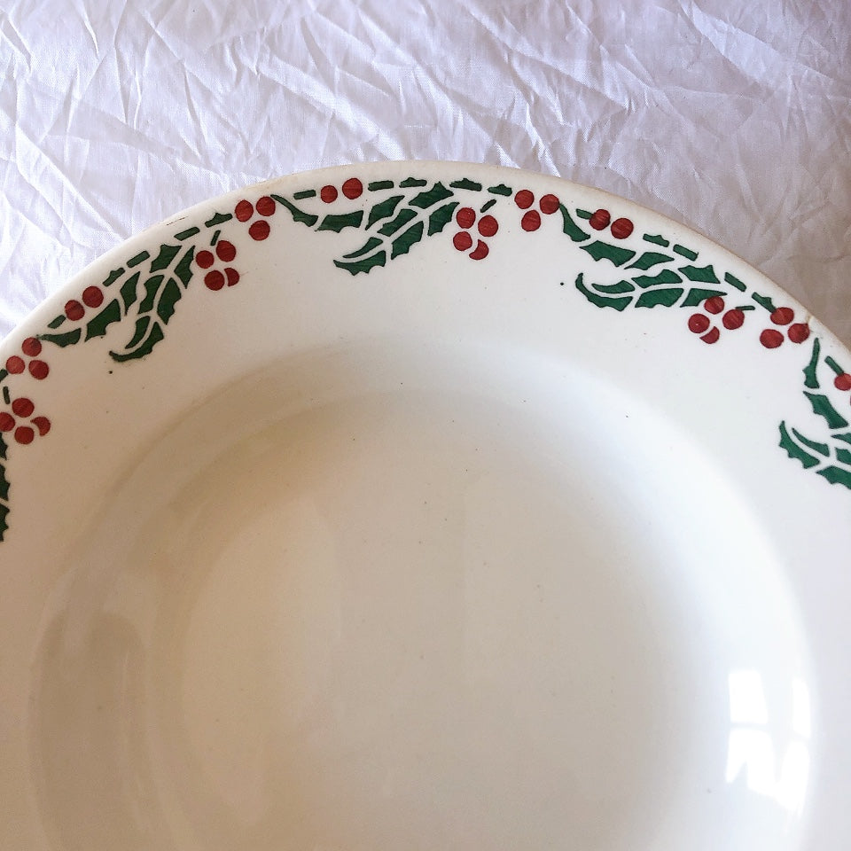 ご予約フランスアンティーク クレイユモントロー HOUX　柊　スーププレート・深皿 フランスアンティーク食器　ブロカント　蚤の市