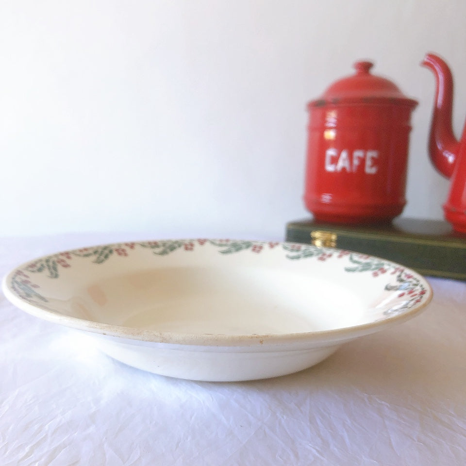 ご予約フランスアンティーク クレイユモントロー HOUX　柊　スーププレート・深皿 フランスアンティーク食器　ブロカント　蚤の市