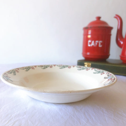 ご予約フランスアンティーク クレイユモントロー HOUX　柊　スーププレート・深皿 フランスアンティーク食器　ブロカント　蚤の市