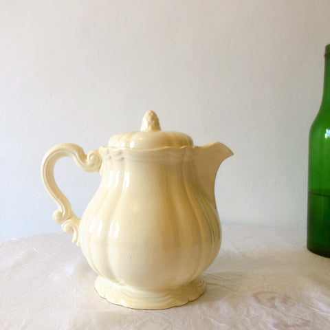 ディゴワンサルグミンヌ Digoin＆sarreguemines 花リム ティー/コーヒーポット フランスアンティーク食器 フランス蚤の市・ブロカント