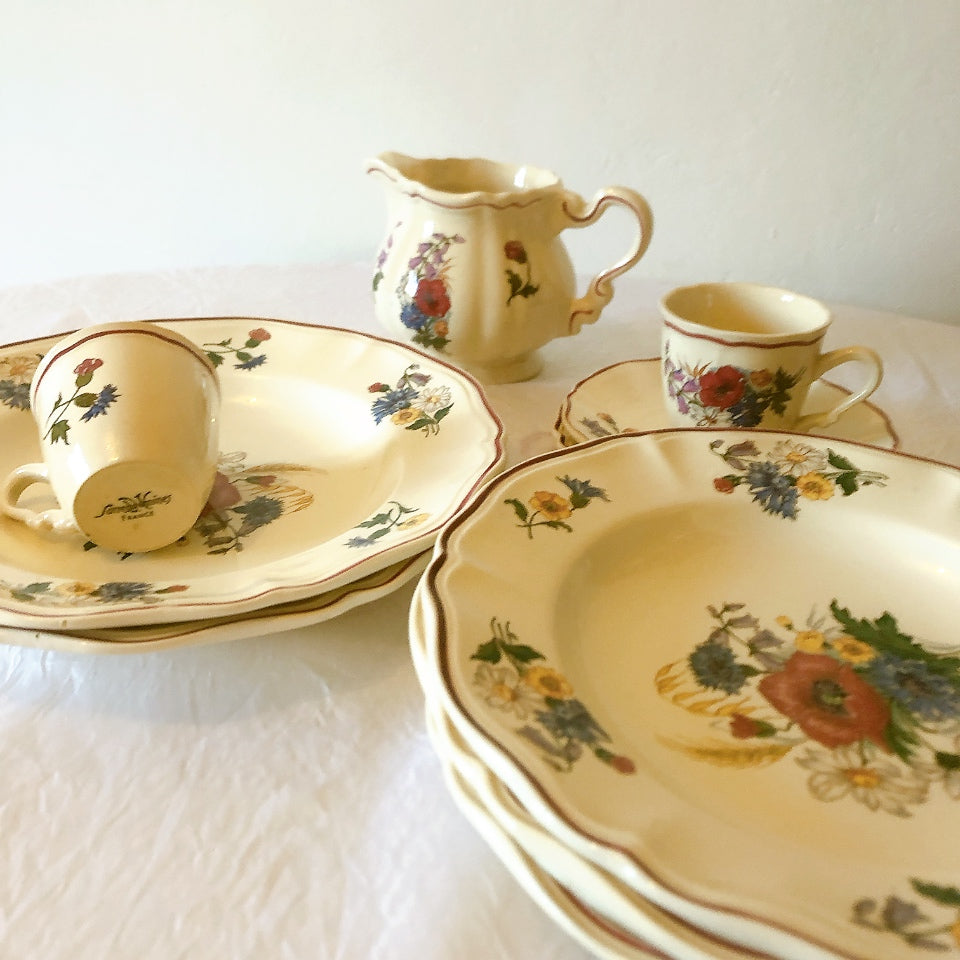 ディゴワンサルグミンヌ Digoin＆sarreguemines アグレスト コーヒーカップ＆ソーサー２客セット フランスアンティーク食器 フランス蚤の市・ブロカント