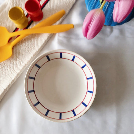 ディゴワンサルグミンヌ 『BASQUE』バスク柄 キャロットプレート ルージュ・マリン H フランスアンティーク食器 蚤の市 ブロカントアンティーク