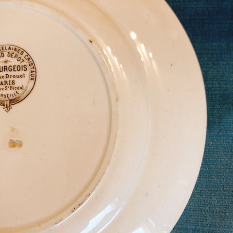 フランスアンティーク  E.Bourgeois エミールブルジョワ　ディナープレート 平皿 Ⅾ フランスアンティーク食器 ブロカント 蚤の市
