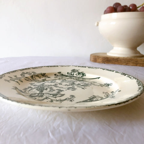ヴィエイヤーボルドー ディナープレート／平皿 DATURA　ボタニカル模様 フランスアンティーク食器 ブロカントアンティーク　蚤の市