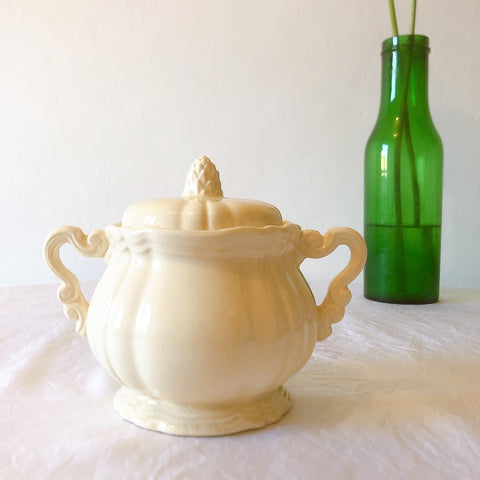 ディゴワンサルグミンヌ Digoin＆sarreguemines 花リム シュガーポット フランスアンティーク食器 フランス蚤の市・ブロカント