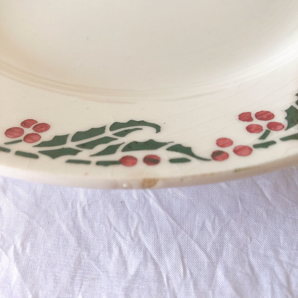 ご予約　フランスアンティーク クレイユモントロー HOUX　柊　ディナープレート　平皿 3枚セット　フランスアンティーク食器　ブロカント　蚤の市