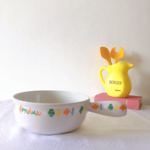 フランス　ルクルーゼ ヴィンテージ ホーロー鍋　フォンデュ鍋大型　フランスアンティーク　ブロカント　蚤の市　