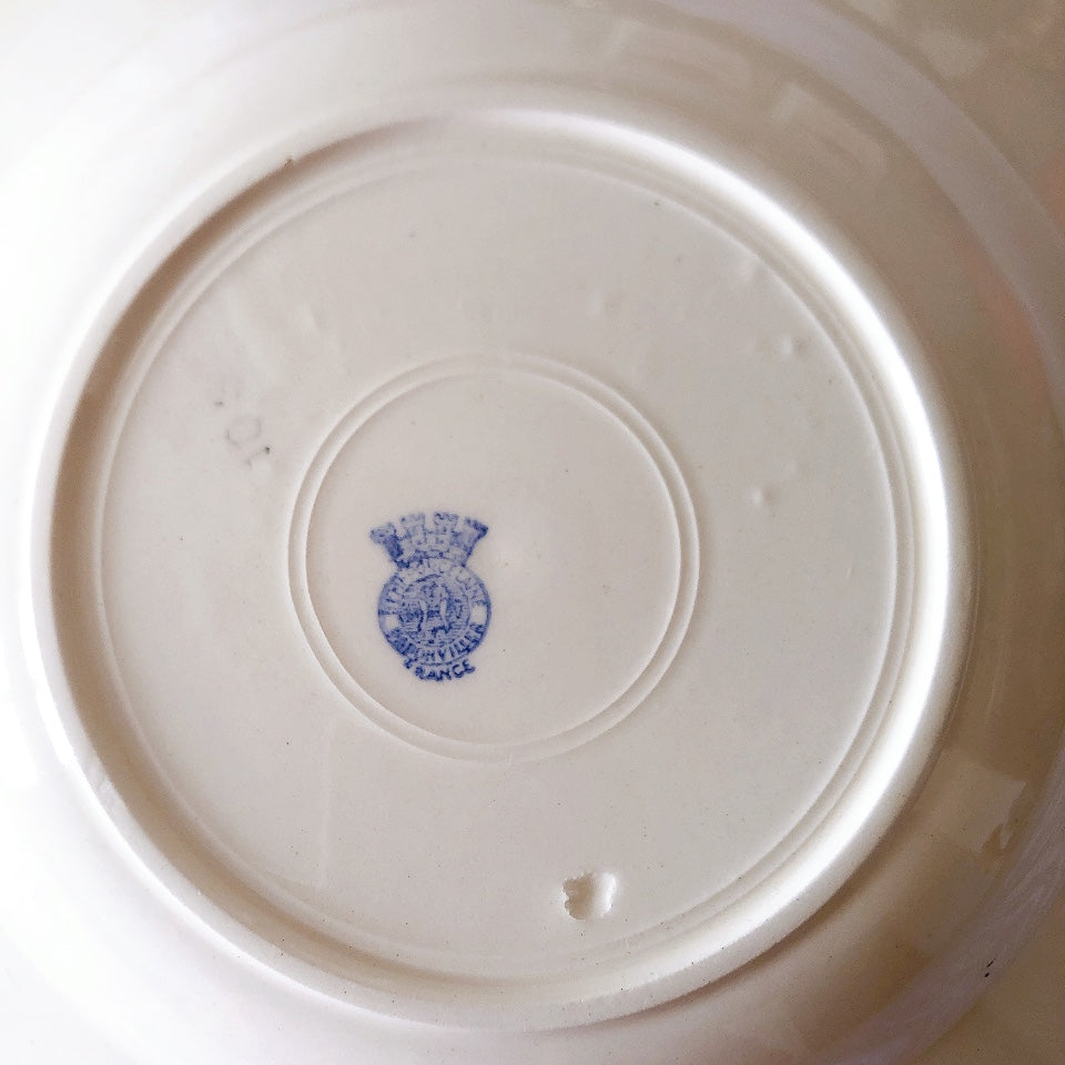 フランスアンティーク　バドンヴィレー　バラ柄スーププレート　深皿　フランスアンティーク食器 ブロカントアンティーク 蚤の市