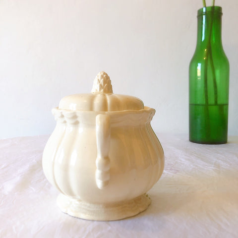 ディゴワンサルグミンヌ Digoin＆sarreguemines 花リム シュガーポット フランスアンティーク食器 フランス蚤の市・ブロカント