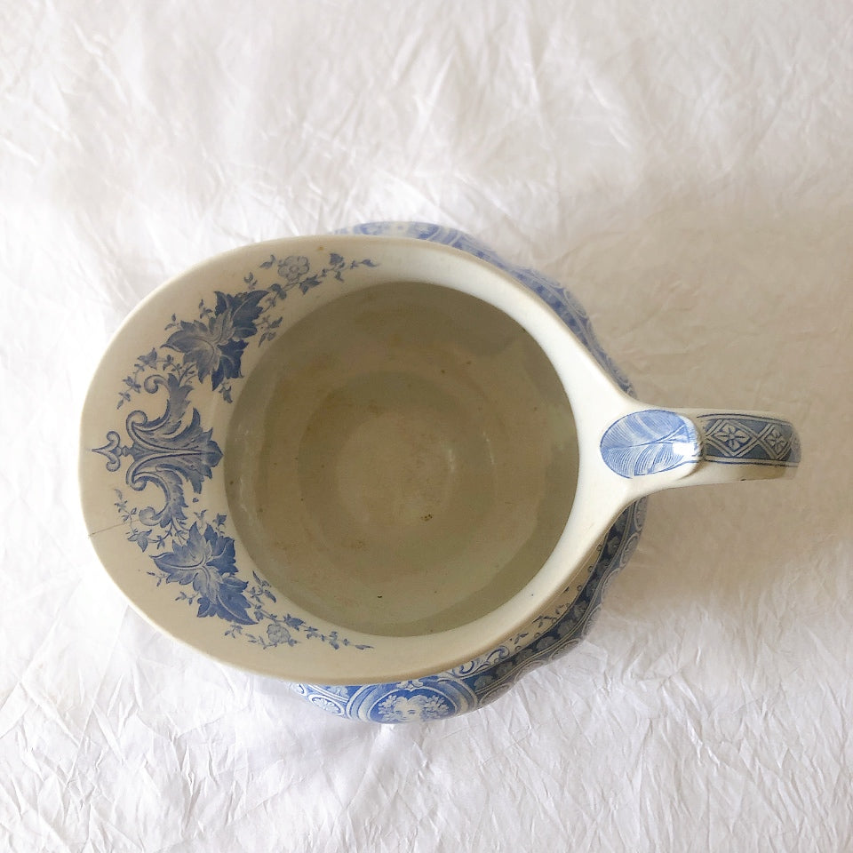 フランスアンティーク UCサルグミンヌ　パリジア　parisia ブルー ピッチャー ピシェ 水差し アンティーク食器 ブロカント 蚤の市