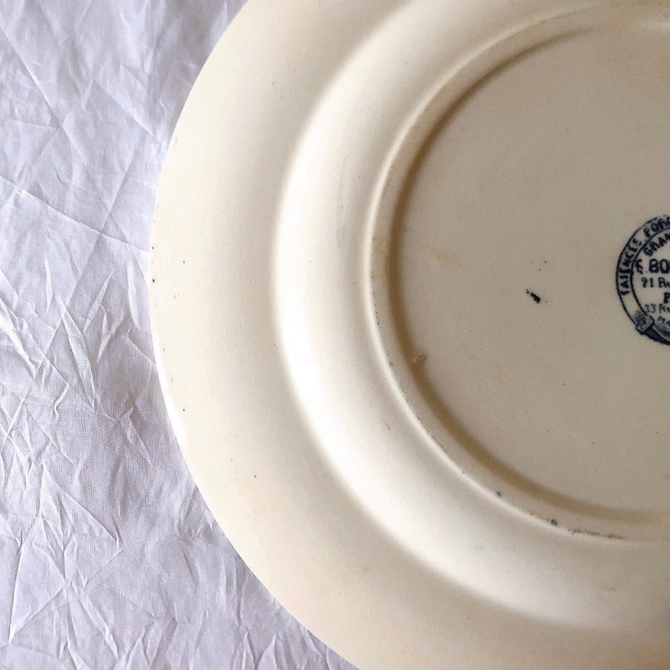 フランスアンティーク  GRAND DEPOT E.Bourgeois グランデポ エミールブルジョワ　蝶鳥柄　ディナープレート 平皿 フランスアンティーク食器 ブロカント 蚤の市