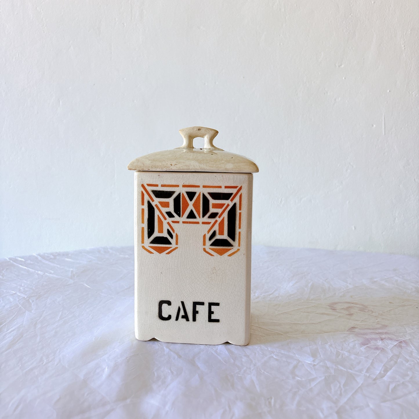 Badonviller CAFE キャニスター アールデコ フランスアンティーク 正面
