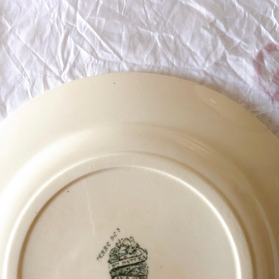 ヴィエイヤーボルドー ディナープレート／平皿 DATURA　ボタニカル模様 フランスアンティーク食器 ブロカントアンティーク　蚤の市