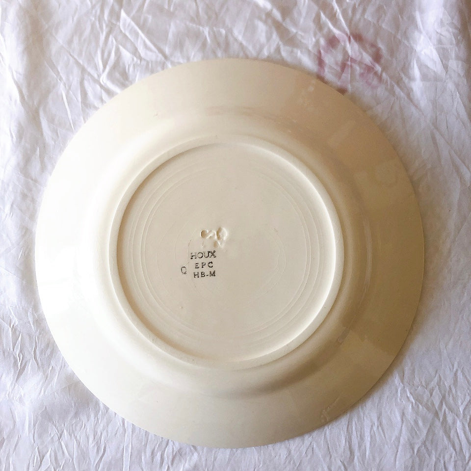 ご予約　フランスアンティーク クレイユモントロー HOUX　柊　ディナープレート　平皿 3枚セット　フランスアンティーク食器　ブロカント　蚤の市